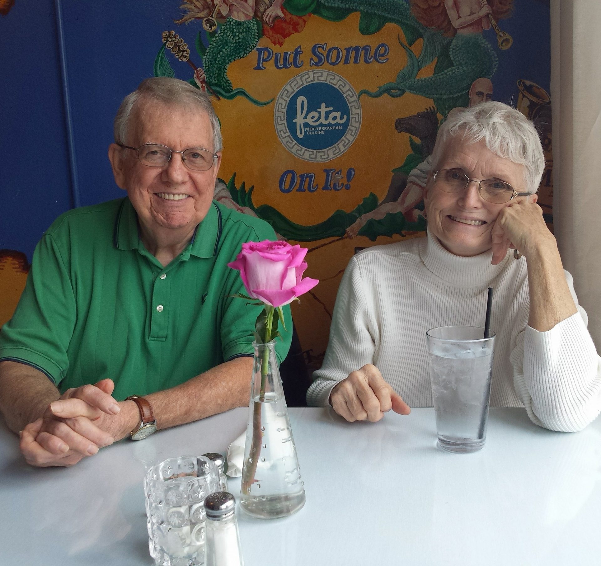 Mom and Dad at Greek restaurant in Ocala a few years ago.