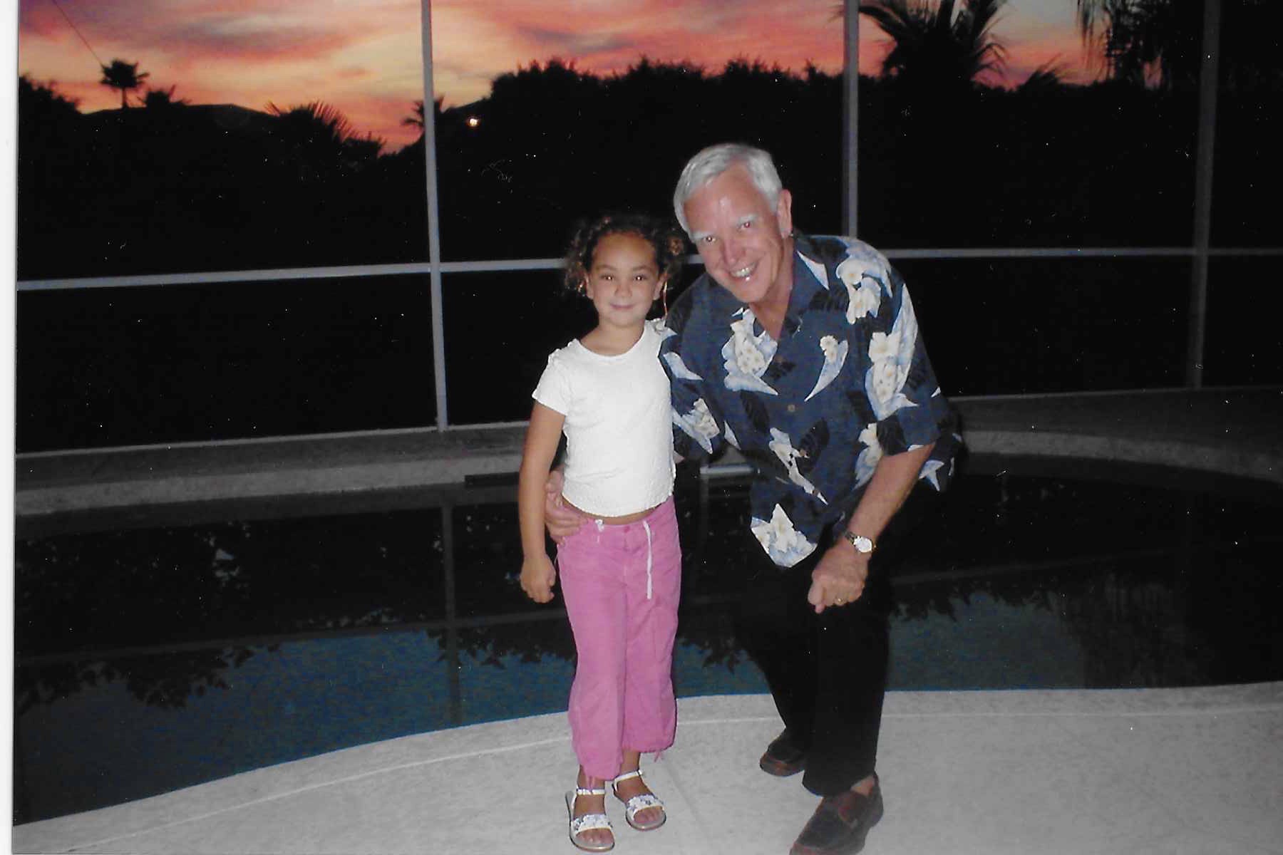 Grandpa with Rachel at Heritage Palms, 2004