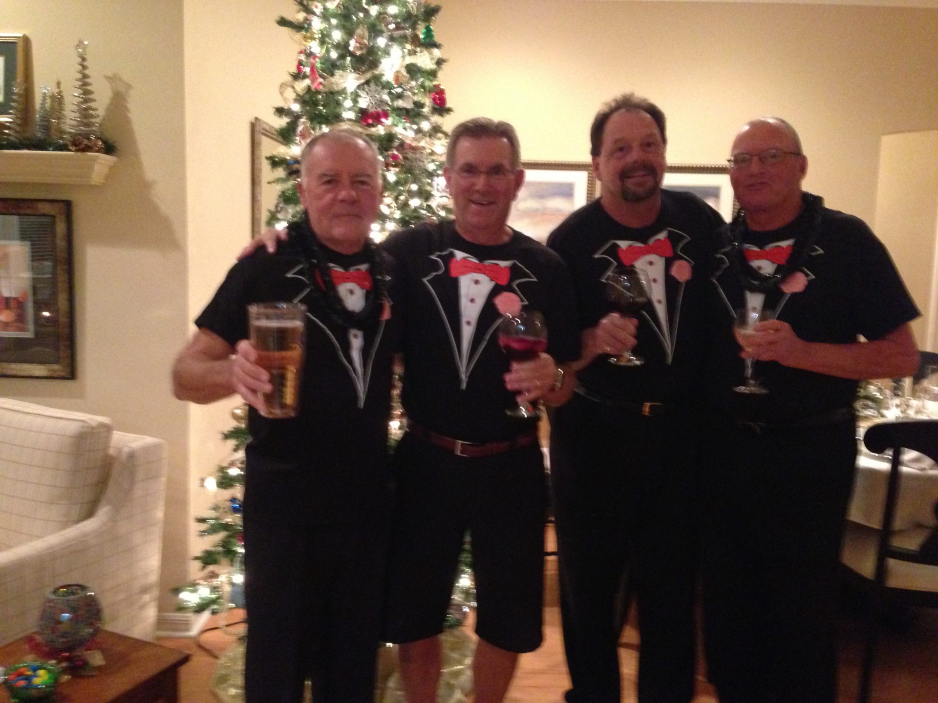 The four amigos of Village of Piedmont celebrating New Year’s Eve 2013. L-R Pat Murphy, Eric Ehlers, Michael Gavigan and Bob Vogel.