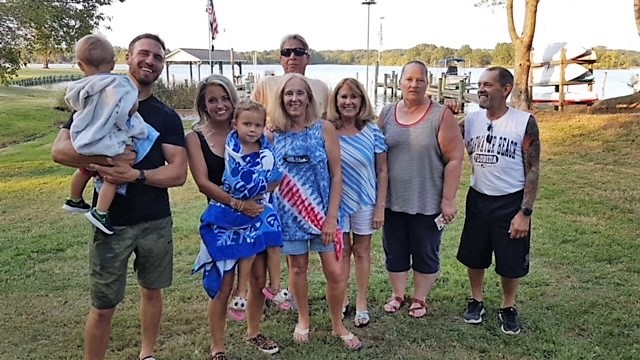 Ann's 80th Birthday, with her family, left to right:<br />
Michael Coppa, holding Carter, Kelsey Coppa and Kinsley Coppa, then Kathi Russell, with Dennis behind her, Ann, then Laura Harding and Anns son Tom at the end.