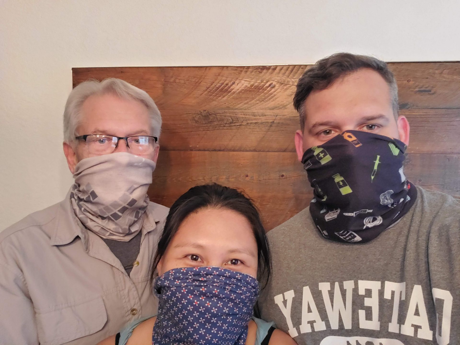 Masking up together for the first time.