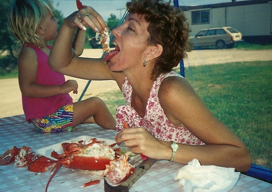 Ashli loved lobster this was in Maine