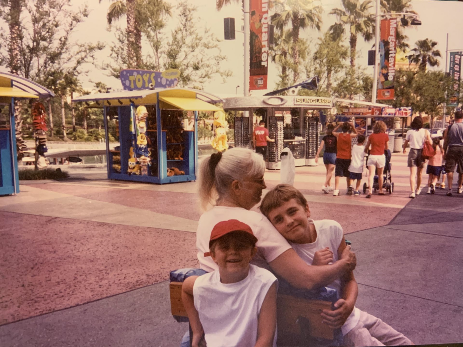 Mom with Johnny & Dale, her grandsons (Tammy's boys) at Universal