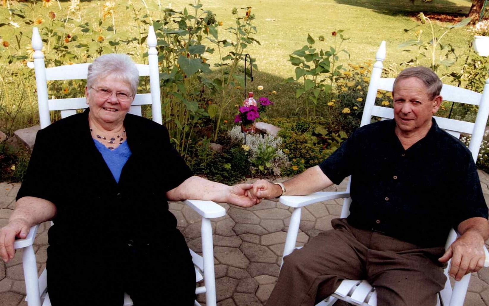 Neil and Elizabeth in the garden