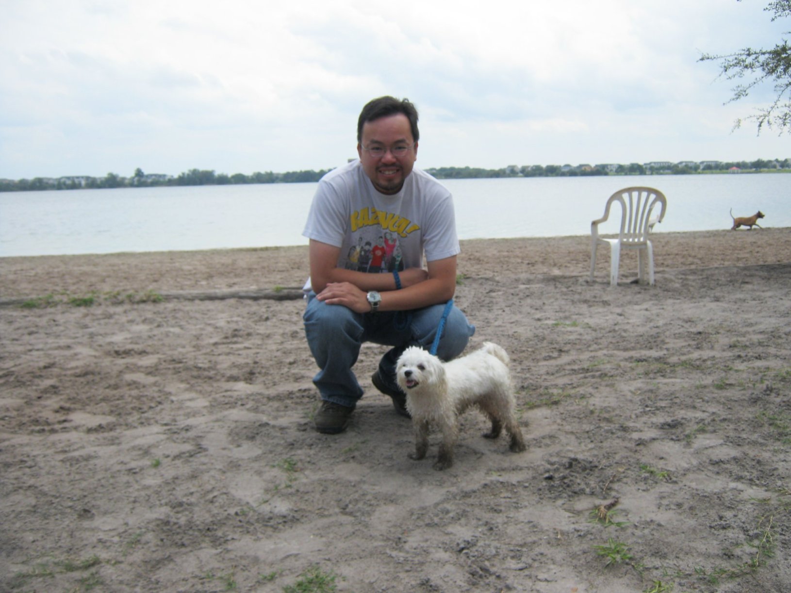 Son with his loyal lapdog, Moxxi.