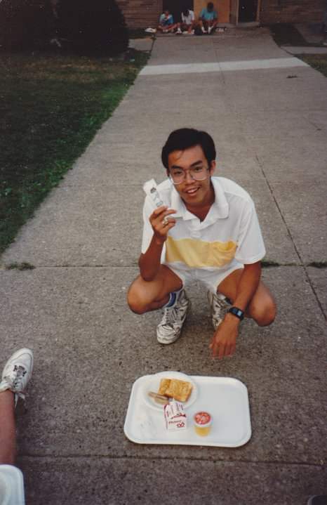 One of my favorite pictures of Son. It was my shirt. I gave him two others. One was blue striped and the other green striped. He wore one of those 3 shirts for 3 years every week.  Don't let the skinny kid fool you. He could eat for three, lol.