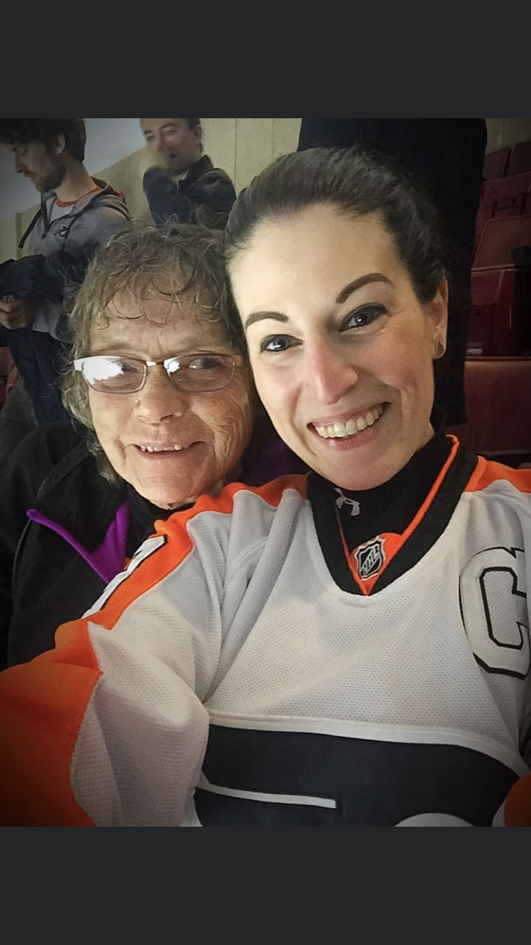 Mom and my best buddy Val and mom’s first hockey game. Good times.