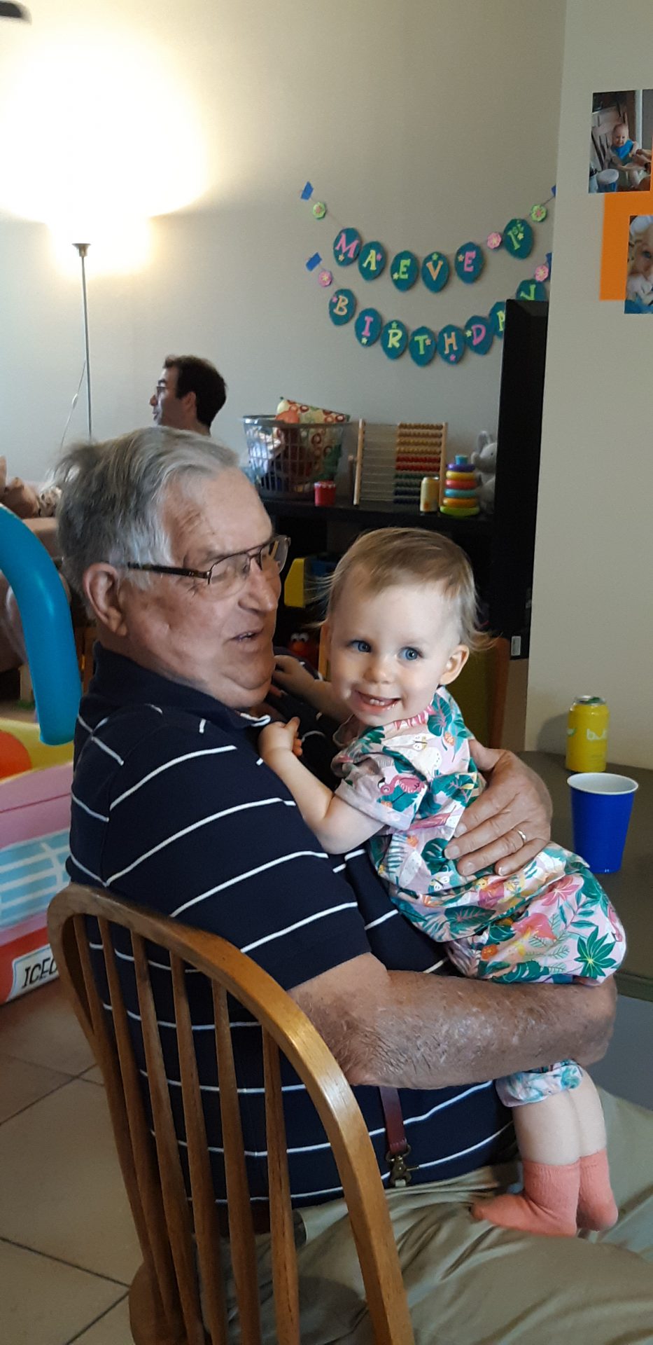 Dad (Pap Chuck) with his great granddaughter on her first birthday. <br />
Barbara