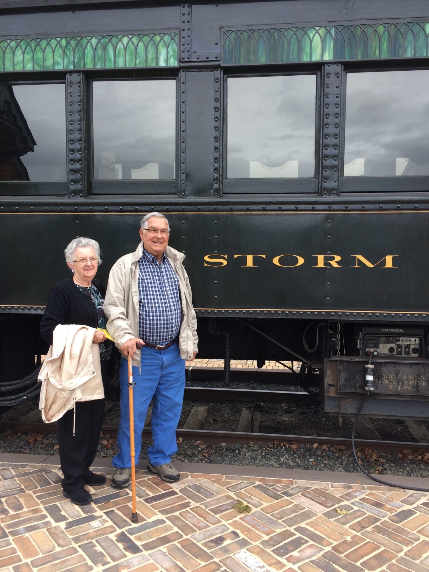 Dad taking a ride with my Mom...apparently the train was named after him.<br />
Barbara