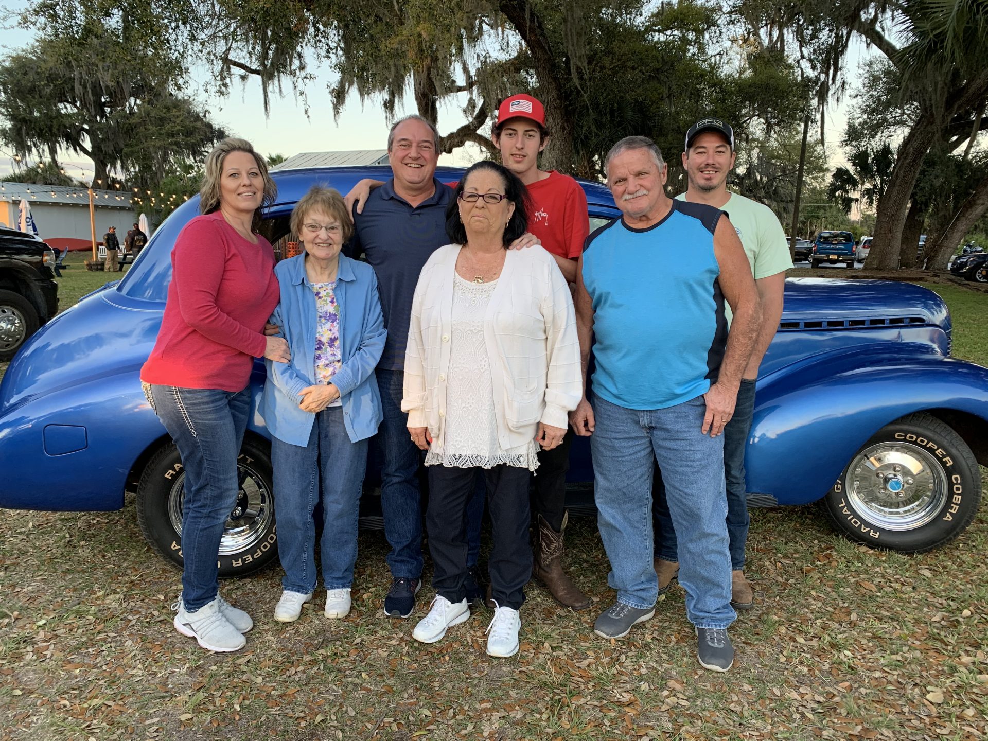 Mom’s 83rd Birthday, I took her in my 1940 Chevrolet. She said riding in it brought back a lot of old memories. In photo is my wife Brenda, son’s Jacob and Derek, Mom and Brenda’s Mom and Dad Ronald and Kathy Wheeler.