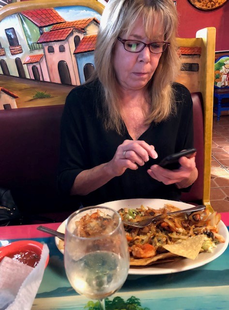 At dinner with Mary. She LOVED her fish tacos!