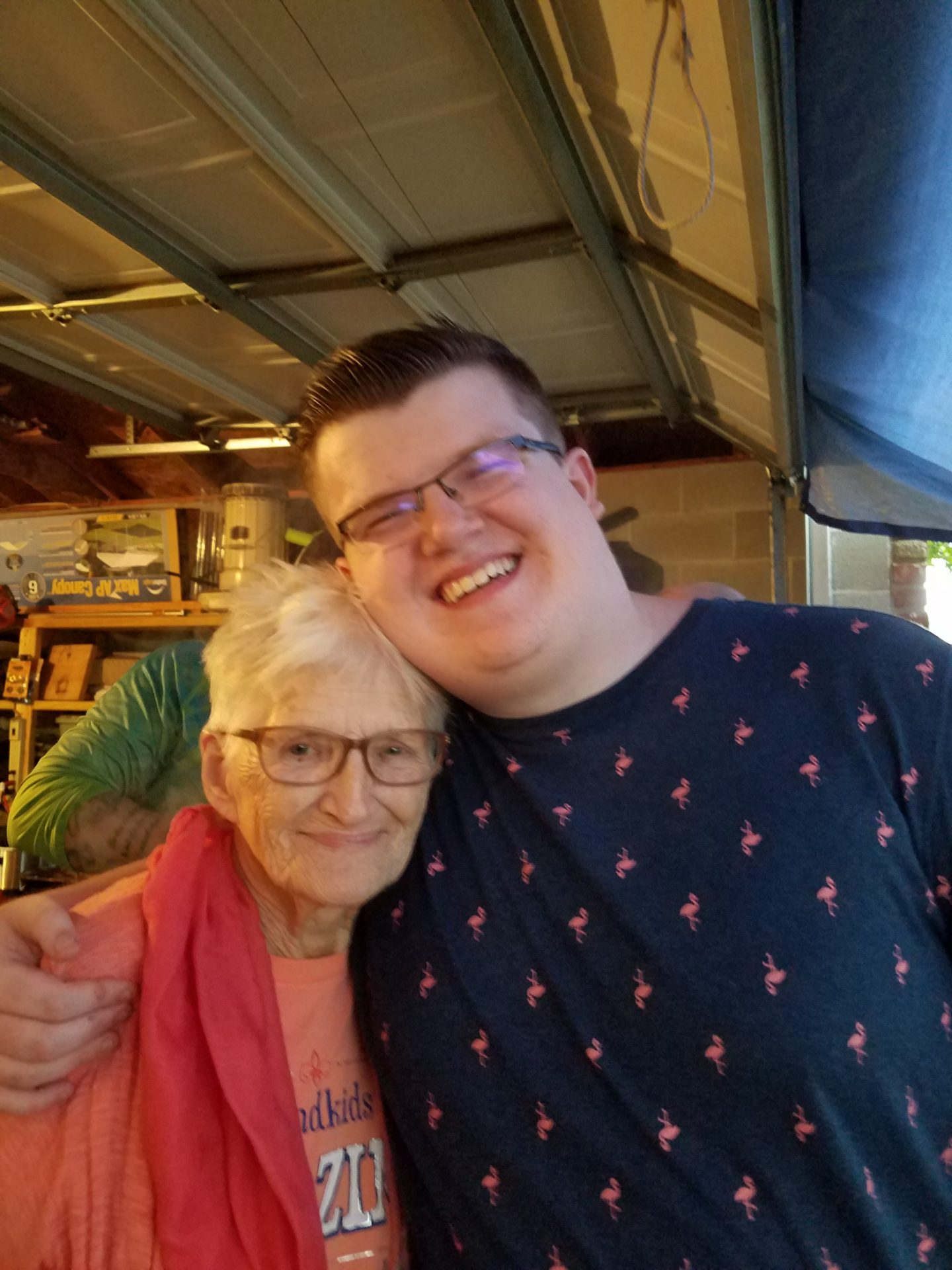 She wanted to hear him sing My Old Kentucky Home at the Derby party. This was taken afterwards....her smile says it all.  Wonderful lady who will be missed by so many.
