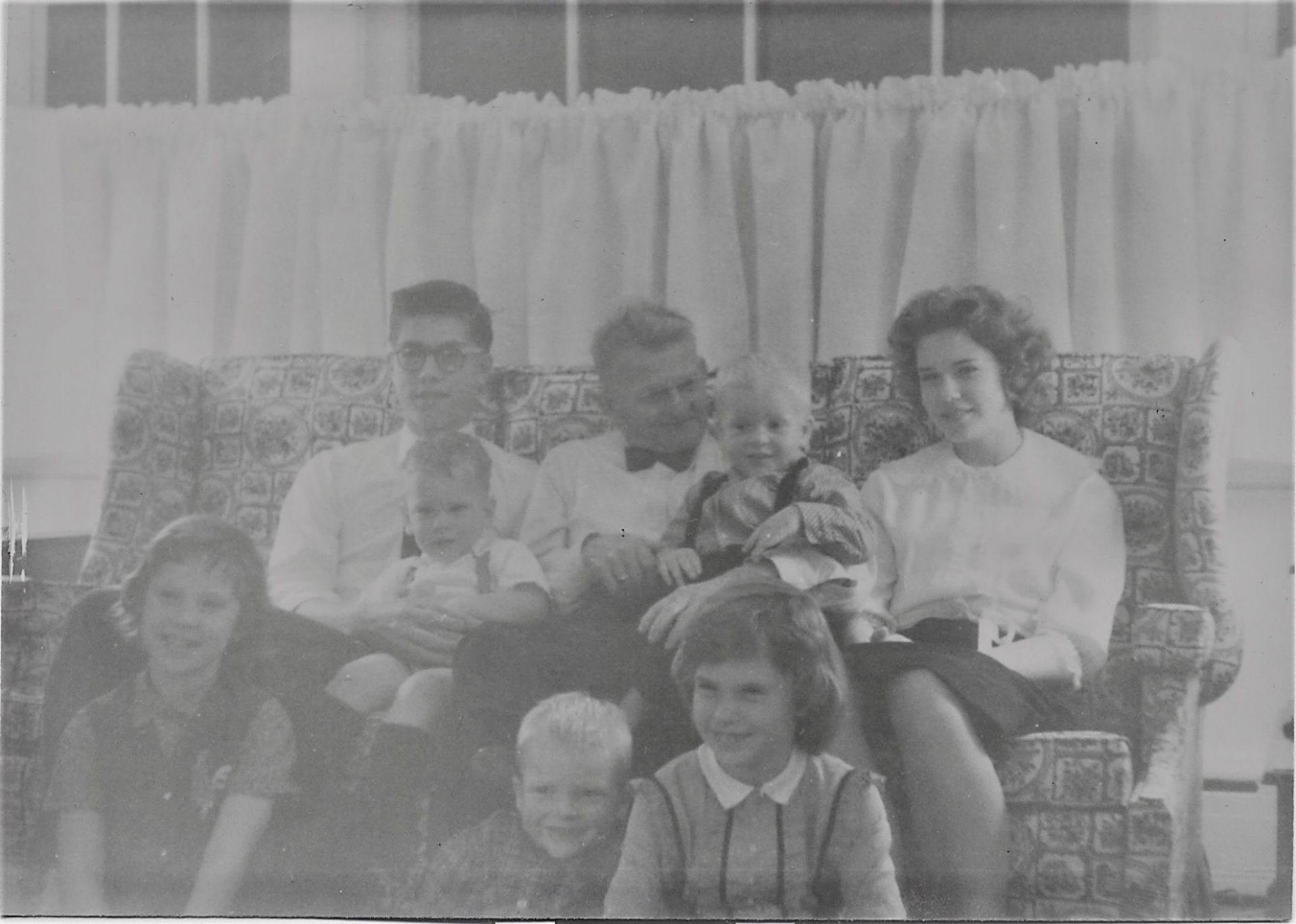 Karen with Grampy Kindberg, her Sibs and her cousins