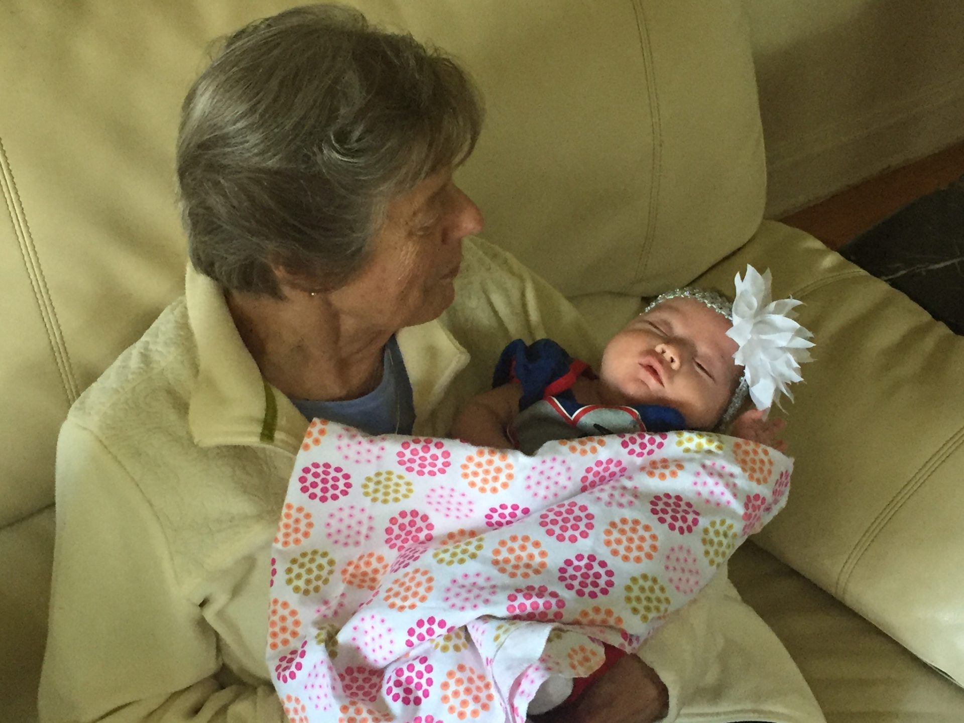 This is the first time she met her great granddaughter, Amelia. She was very comfortable having Great Grandma D holding her. My mom was a special lady.