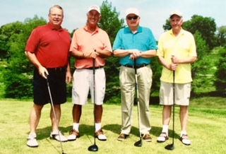 A picture of one of the many great times we had playing golf in Kansas with Byron’s many friends. He was always smiling. This photo is left to right, Byron, Gary, Dick, and Bob. We played many courses and Byron often won with his long drives.