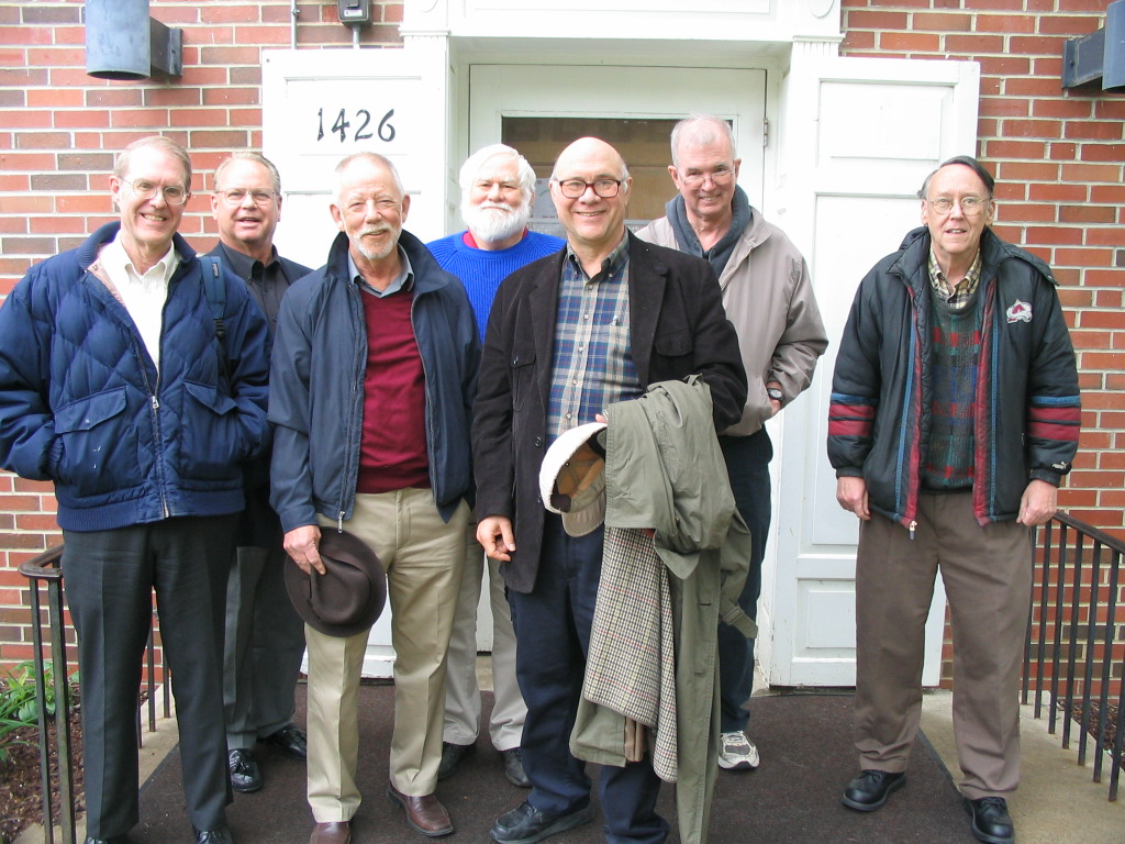 Byron lived at Pearson Scholarship Hall during his years at Kansas University (KU) as an undergrad.  On Saturday, May 4, 2013 seven "Pearsonites" gathered at the Hall for an informal reunion.  The photo shows us near its front door, with Byron second from the left.<br />
<br />
He and Sara were living in Kansas City at the time.  Some of us had traveled non-trivial distances to attend, and in his typical gregarious fashion Byron invited us to spend Friday evening (and overnight) at his home.  Looking back to the reunion and - further - to the years at KU, I remember Byron as one of the most personable guys I have known.