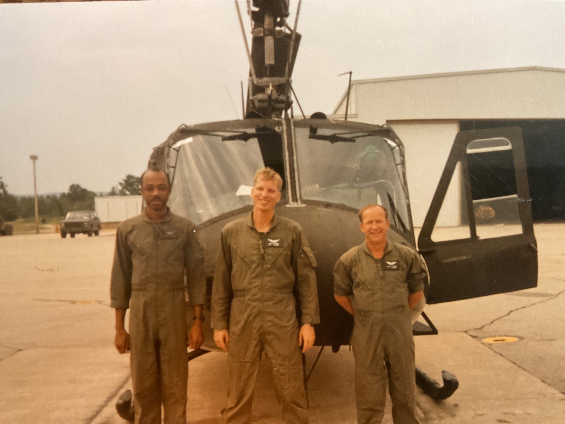 Don (Mr. Dorsey) to the right myself center and Sgt. J on the left. This was taken in the summer of 1988 at Ft. McCoy, Wisconsin.  I just loved flying with Don. He was always happy and such a pleasure to be around.  What a fantastic guy. You no longer have to worry about A10s almost colliding with us my friend.