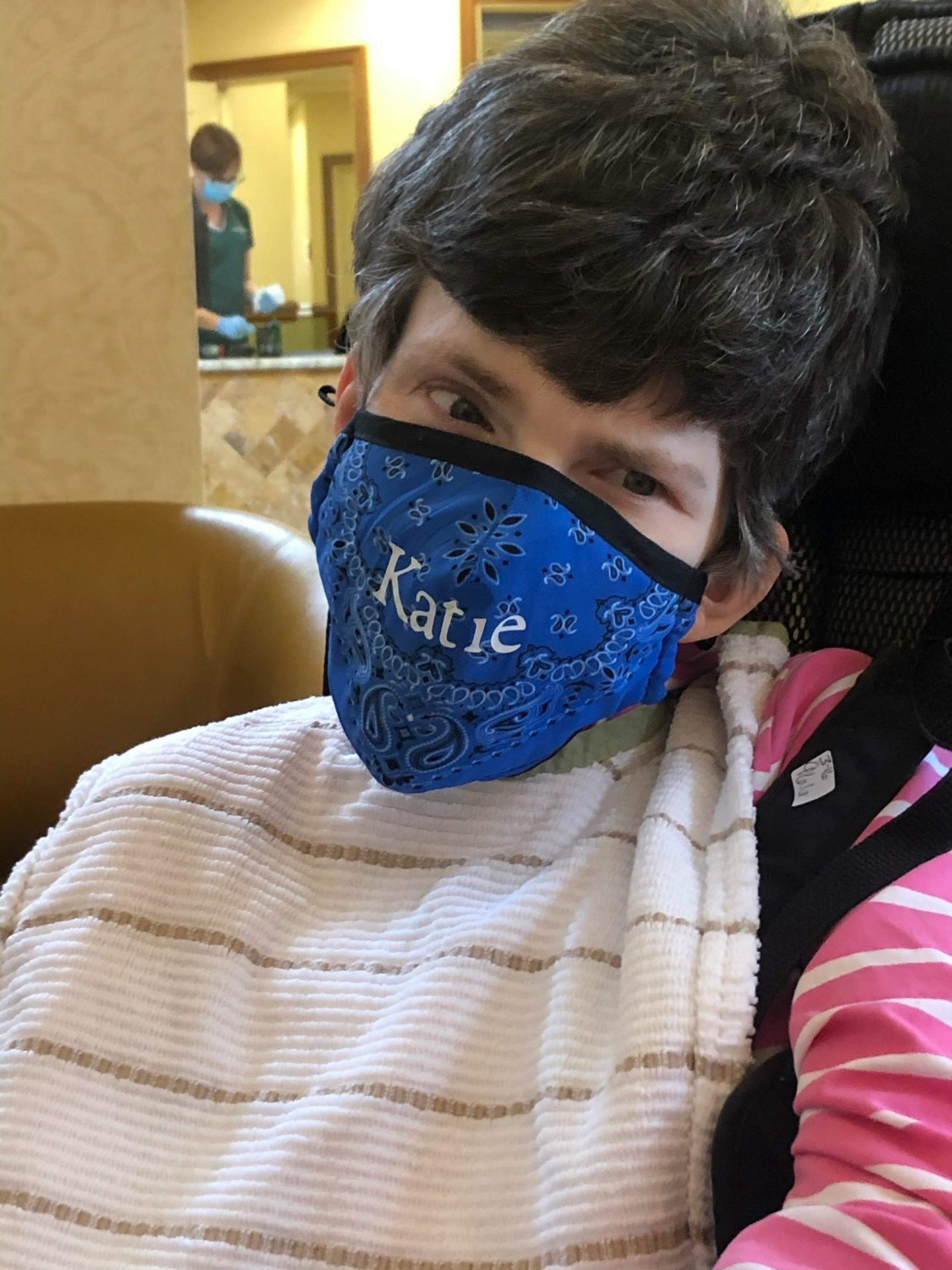 Katie with her new mask!