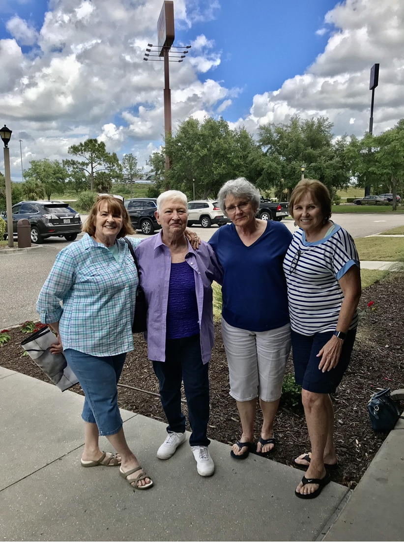 Elaine,  with the three of us, Dawn, Barbara, Nancy. We have been  friends since we were 14 years old! Elaine will always be in our hearts! ❤️❤️❤️