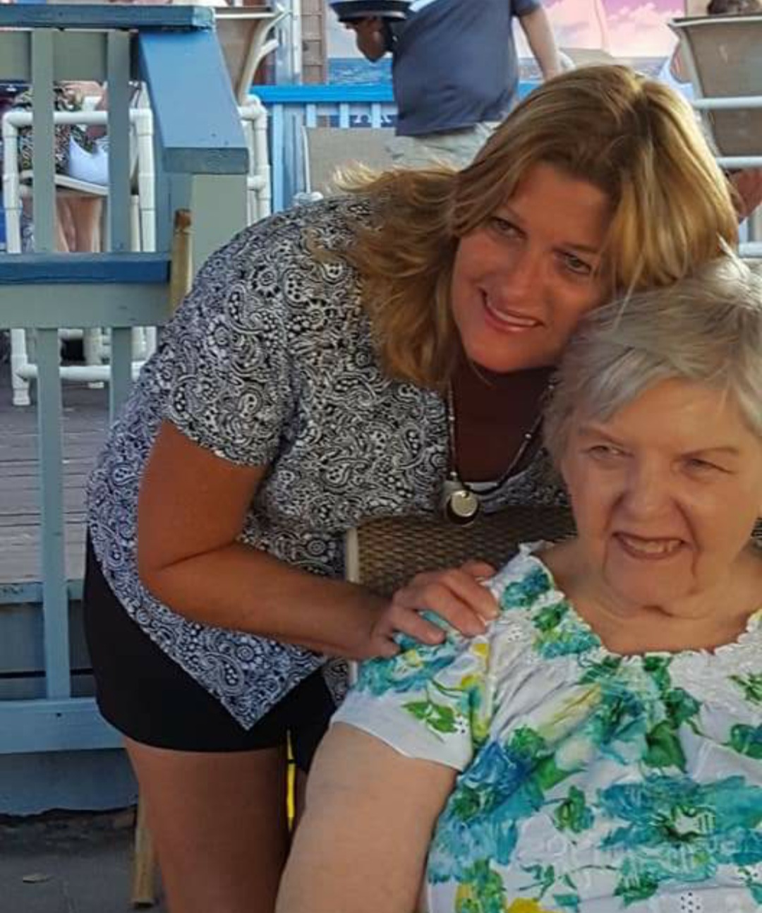 Brenda & Shirley at Mavi (possibly Mother's Day 2017) listening to Jimmy Parrish and the Waves