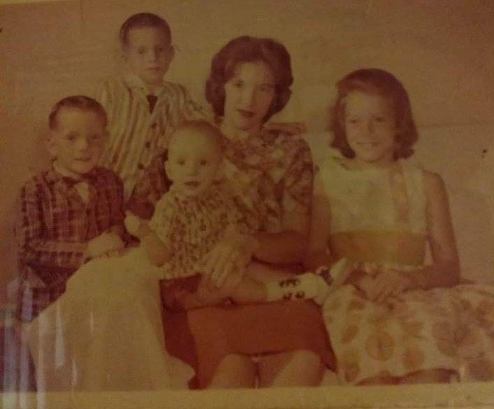 Our mother and her four children. Vonda, Donald, Roger and David Poe.