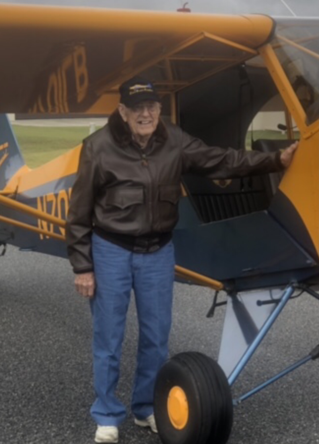 Hank getting ready to fly on his 100th Birthday in this beautiful Piper Cub