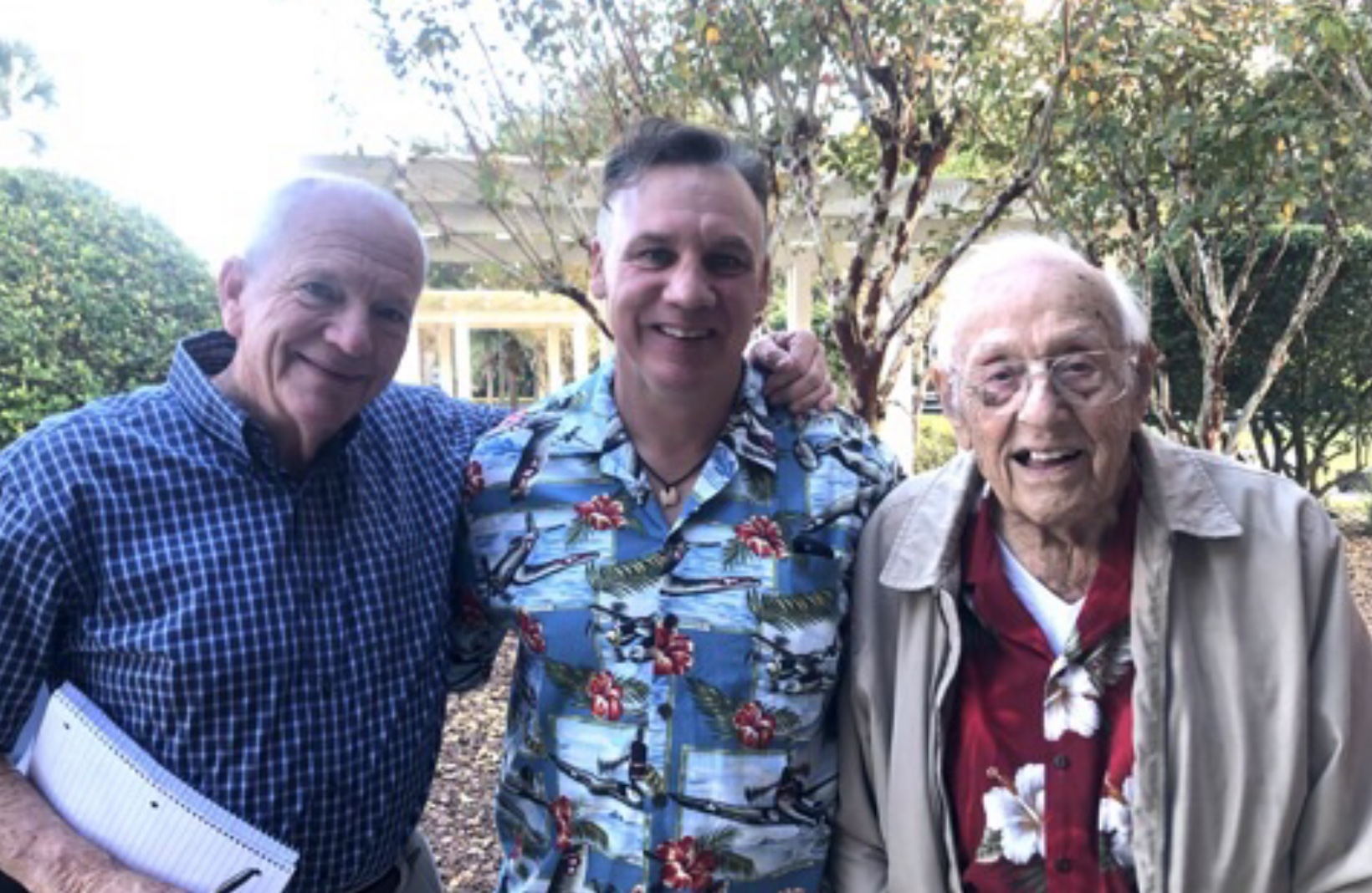 Pilots & Friends: Bob Blankenship, Kevin Oliver & Hank at his 100th Birthday Celebration