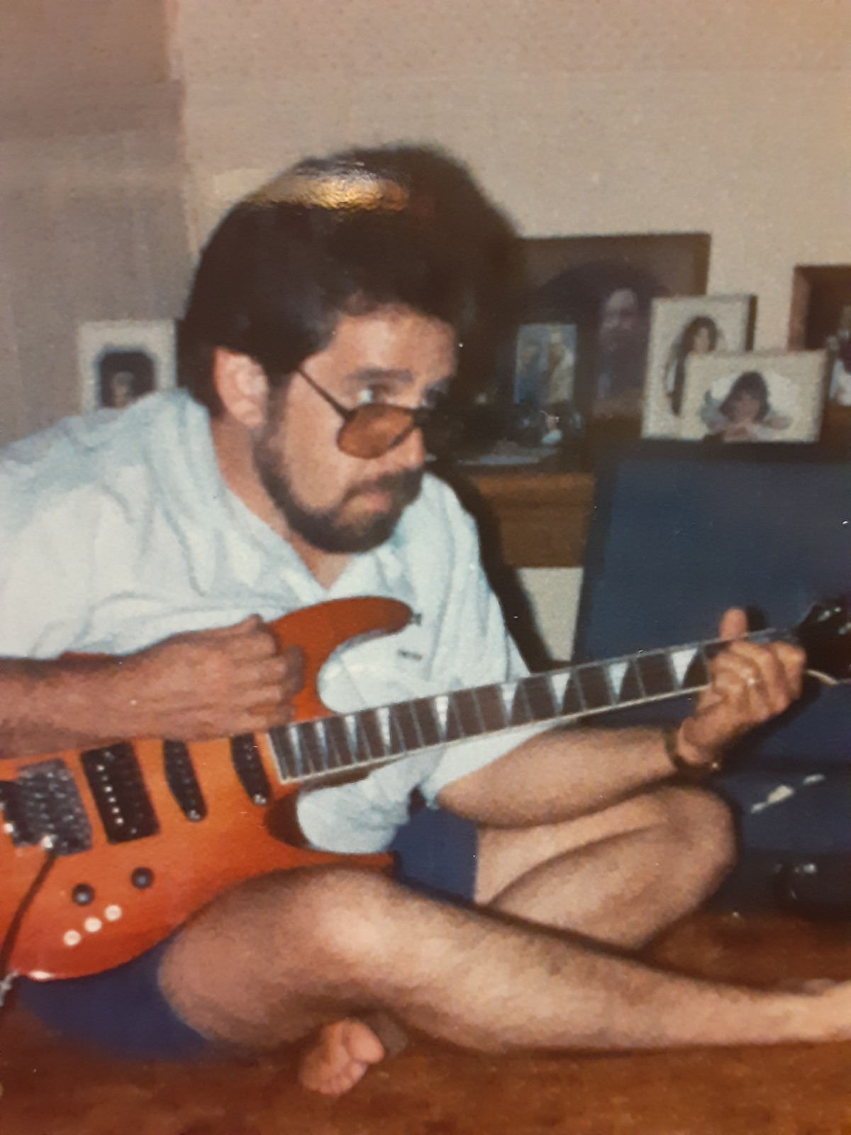 Old pic of dad playing his guitar ♡