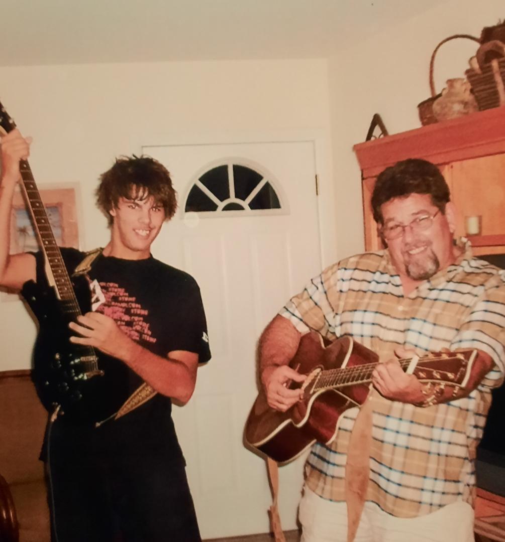 Dad & his Son Justin playing guitars ♡