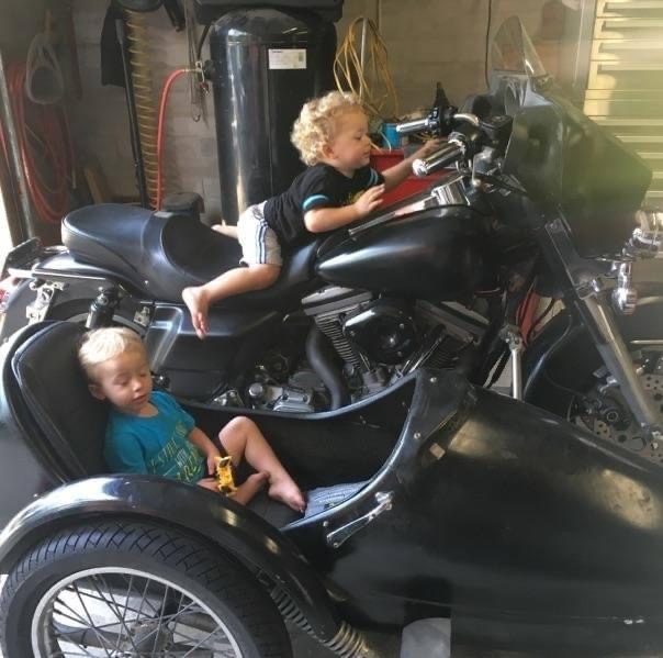 Jayce and Grayson on Grandpa’s motorcycle.