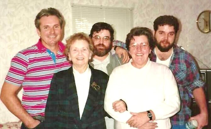 Uncle Jack, Uncle Ted, Mike, Grandma Peg, and Maureen