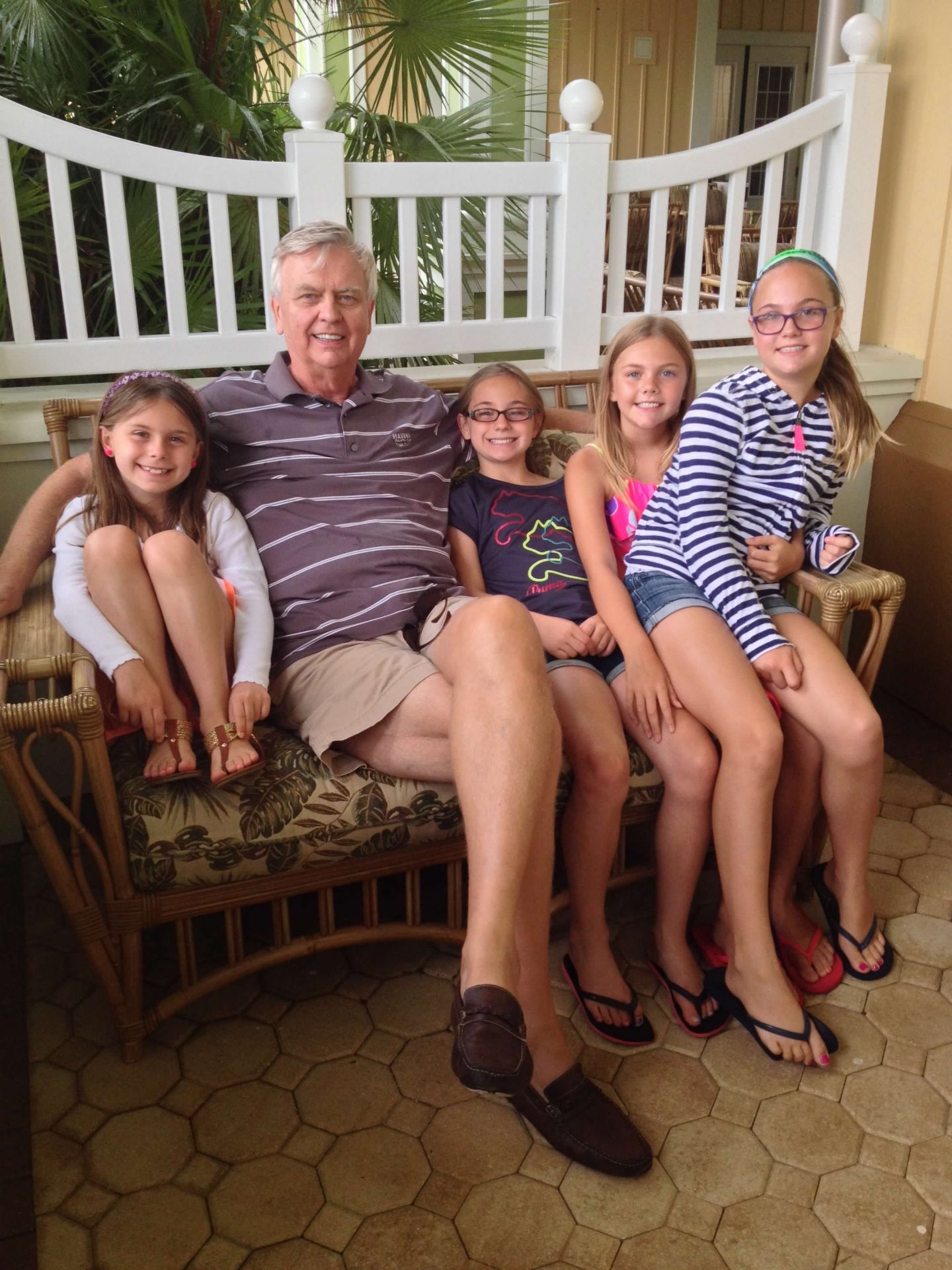 With his granddaughters in The Villages, August 2014.