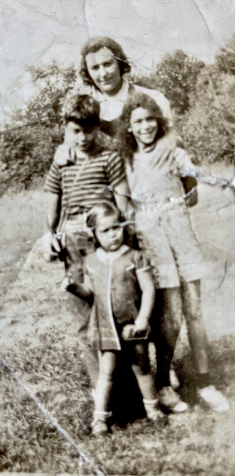 Baby Judy with mother Irene, brother Ralph, and sister Mildred (Cookee) — Budd Lake, New Jersey, 1939