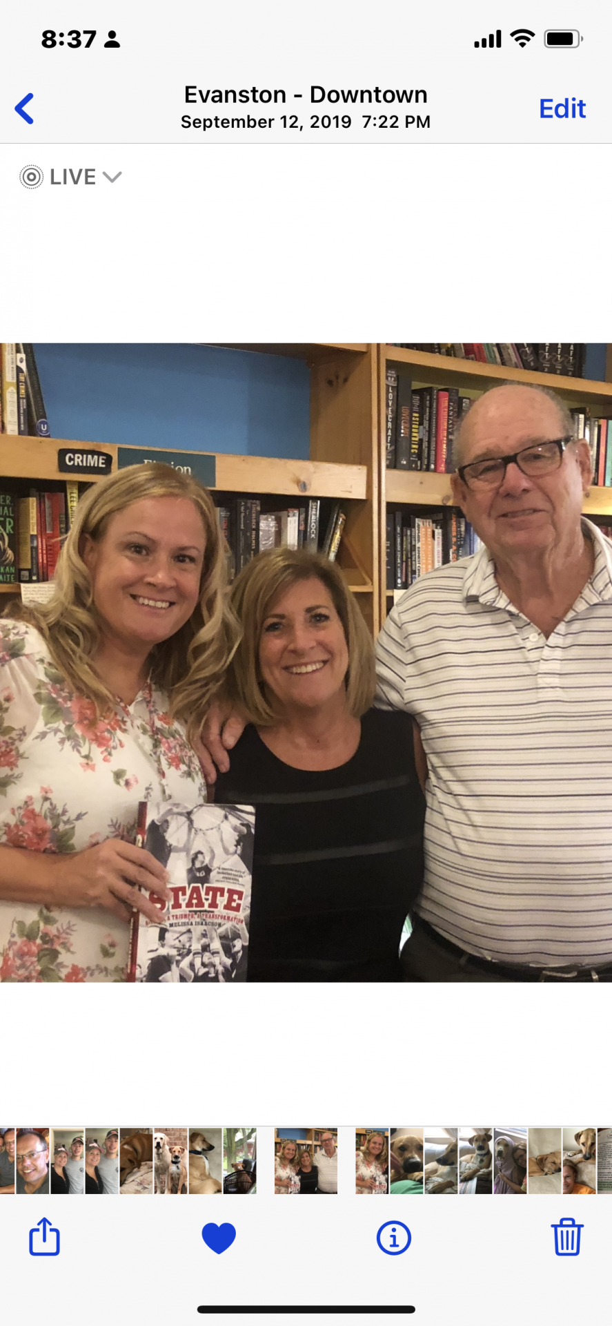 Claudia M ‘88 EG<br />
Evanston, Il.  Book signing<br />
“State”!!!