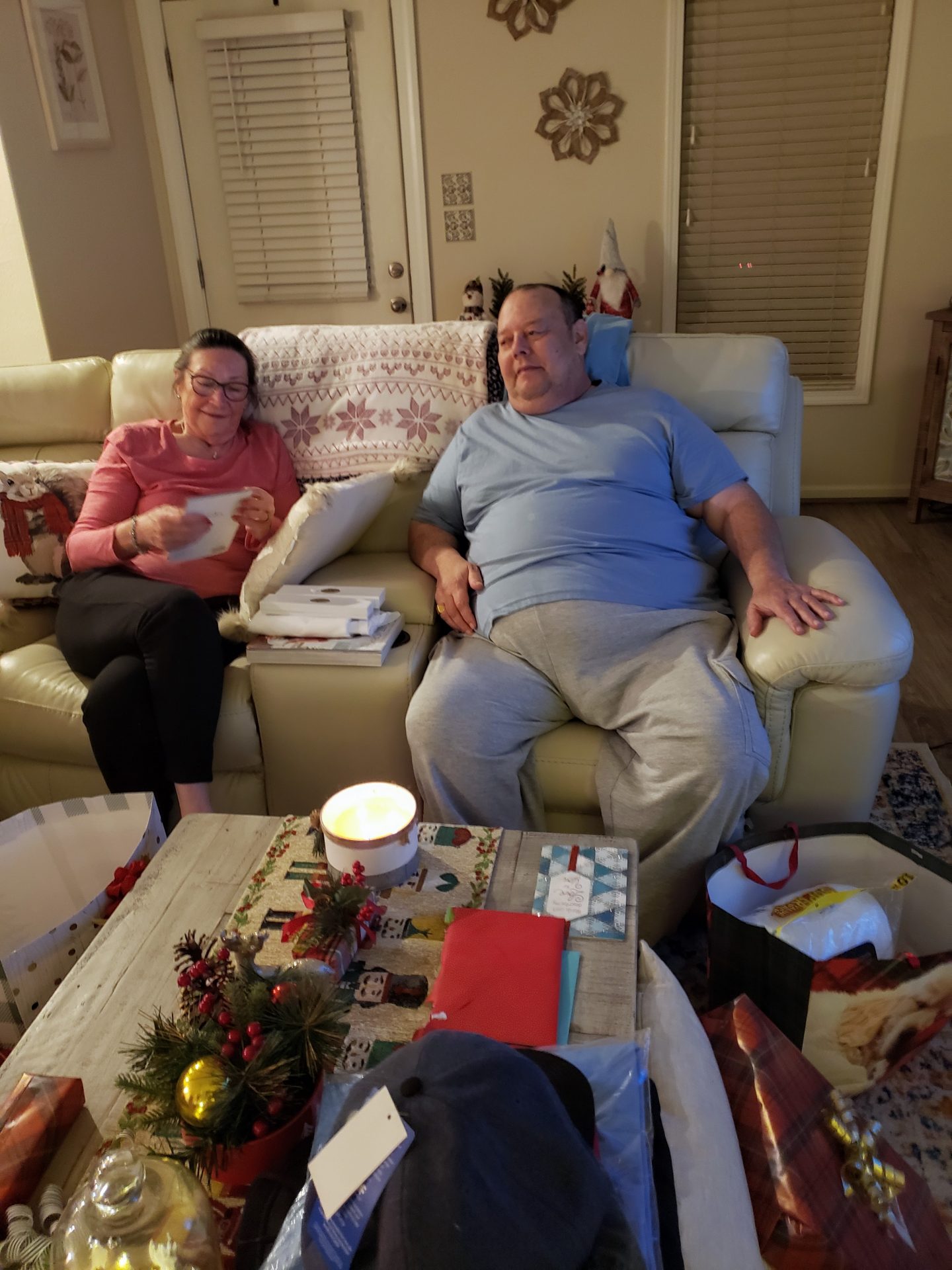 Stephen and his Mother on Christmas at my house 2021