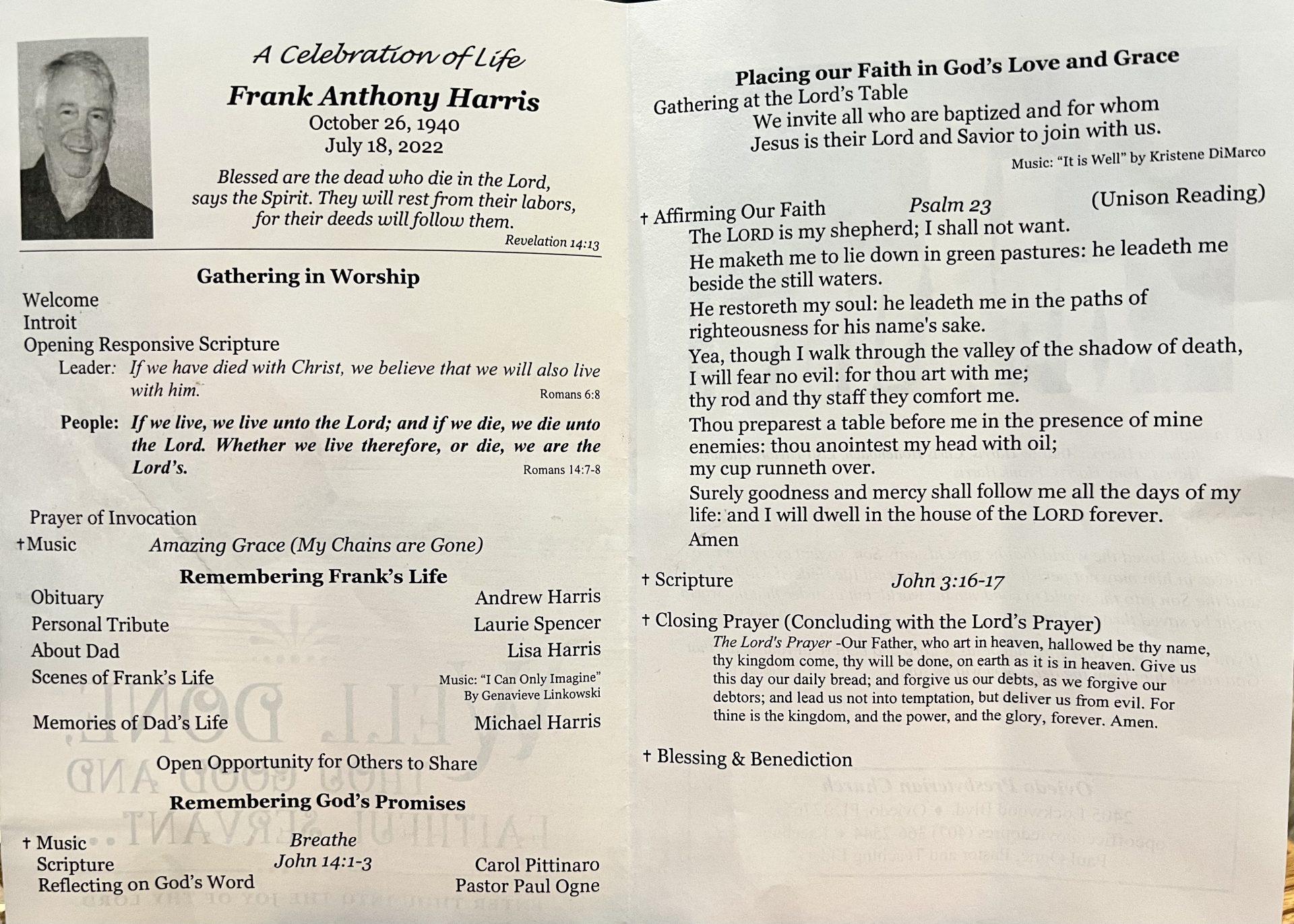 Celebration of Life Bulletin