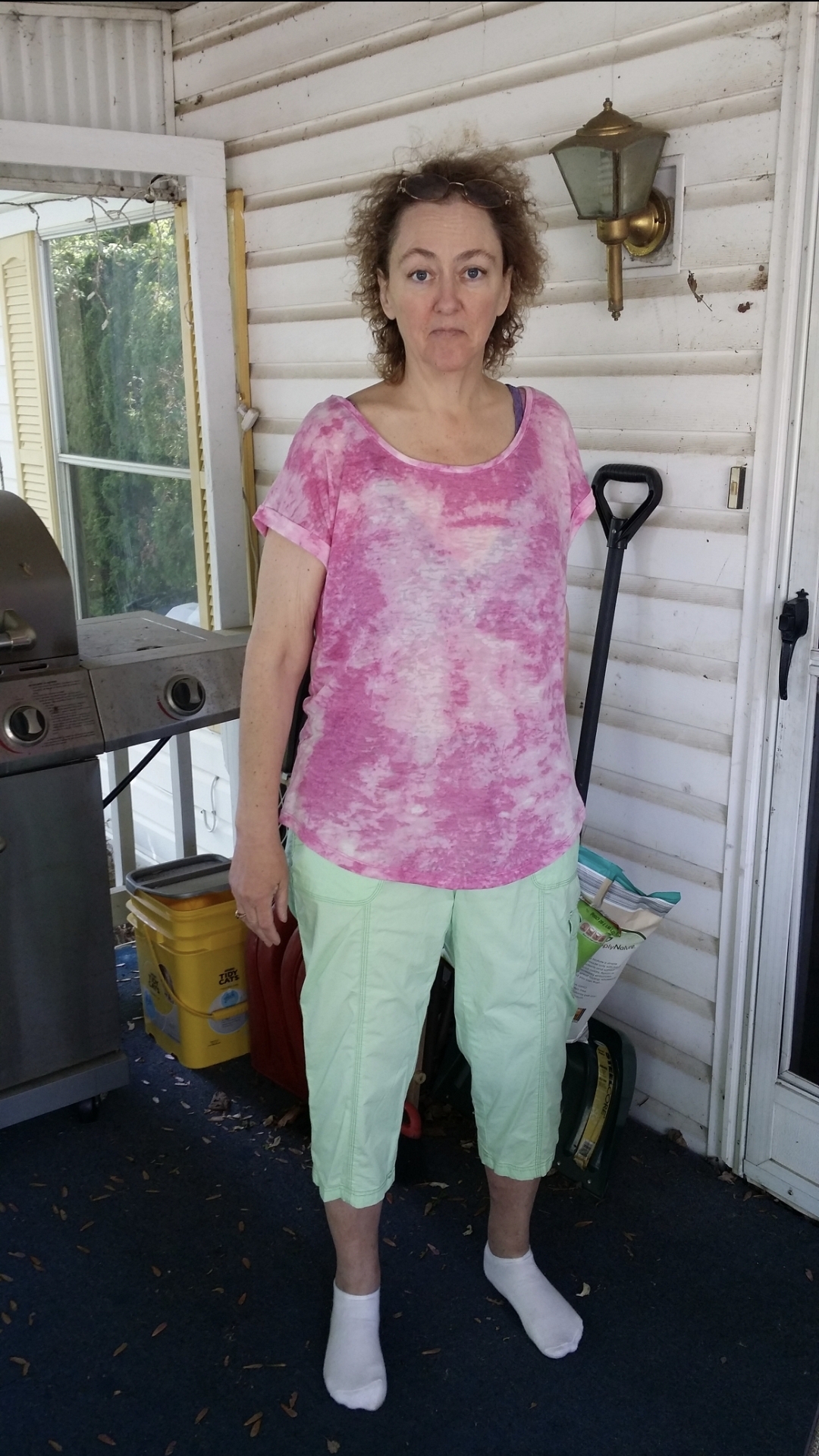 Karen modeling her new Spring clothes. 2015, I think. I always loved this picture of her.