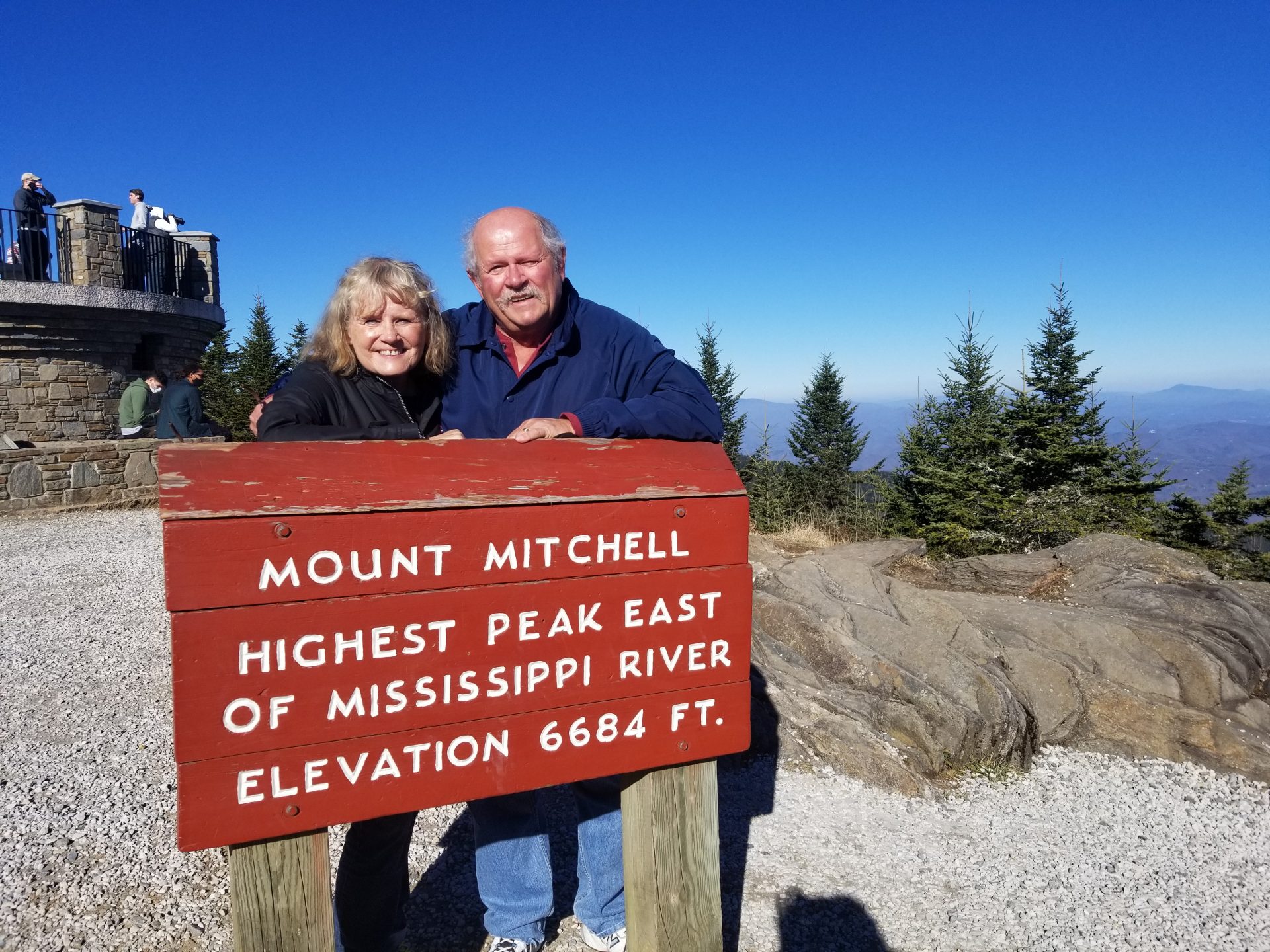 Don loved the mountains. Here he is with Diane at the top of Mount Mitchell from November of 2020.