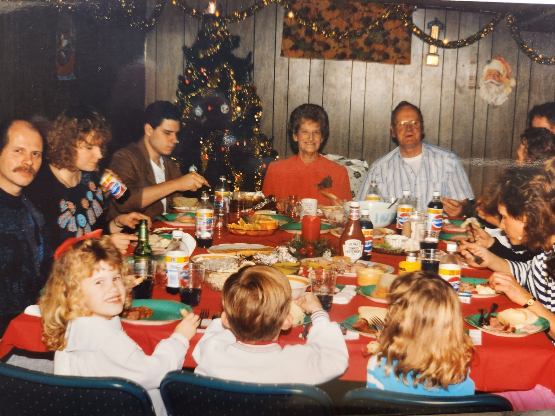 Blast from the past!  <br />
This was taken at our of our traditional Christmas Eve dinners with the Owen family.