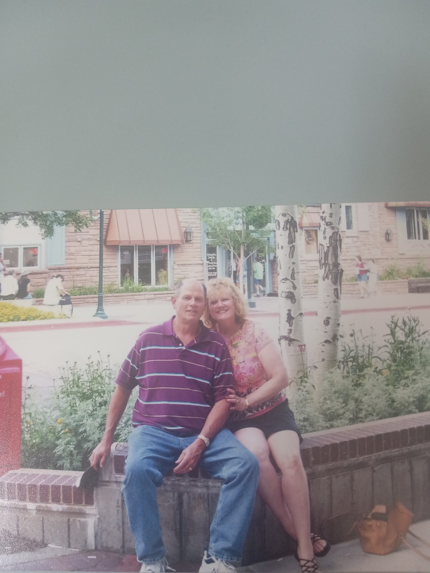 Don and Diane in Estes Park, Colorado.  He shaved his mustache for the trip:)