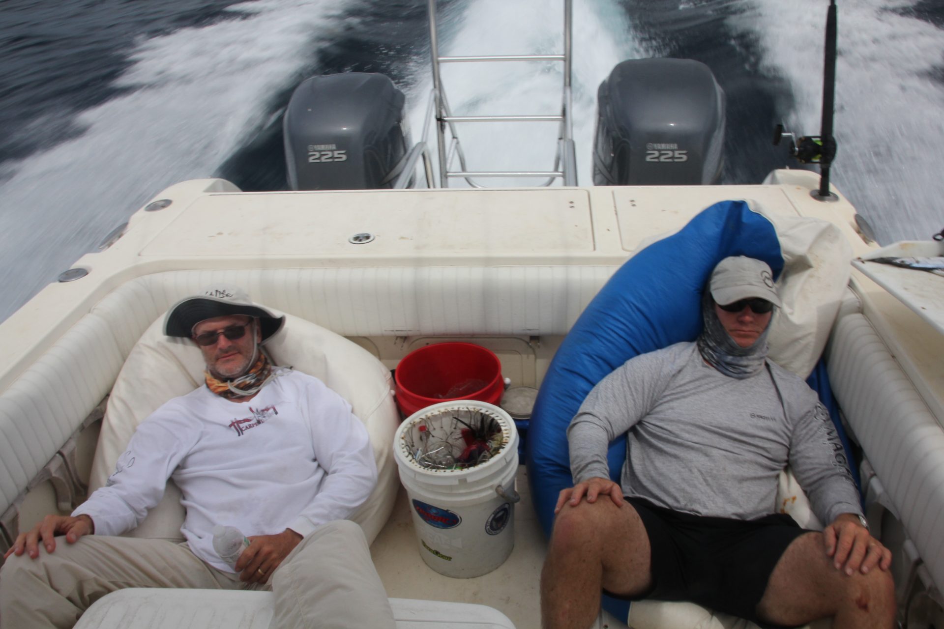 Riding home, Mike Bundy and Jonathan on bean bags.