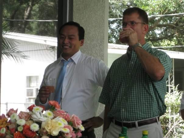 I can't find my official wedding album, but here's Jonathan hosting our wedding. Thank you forever. This world will miss you.