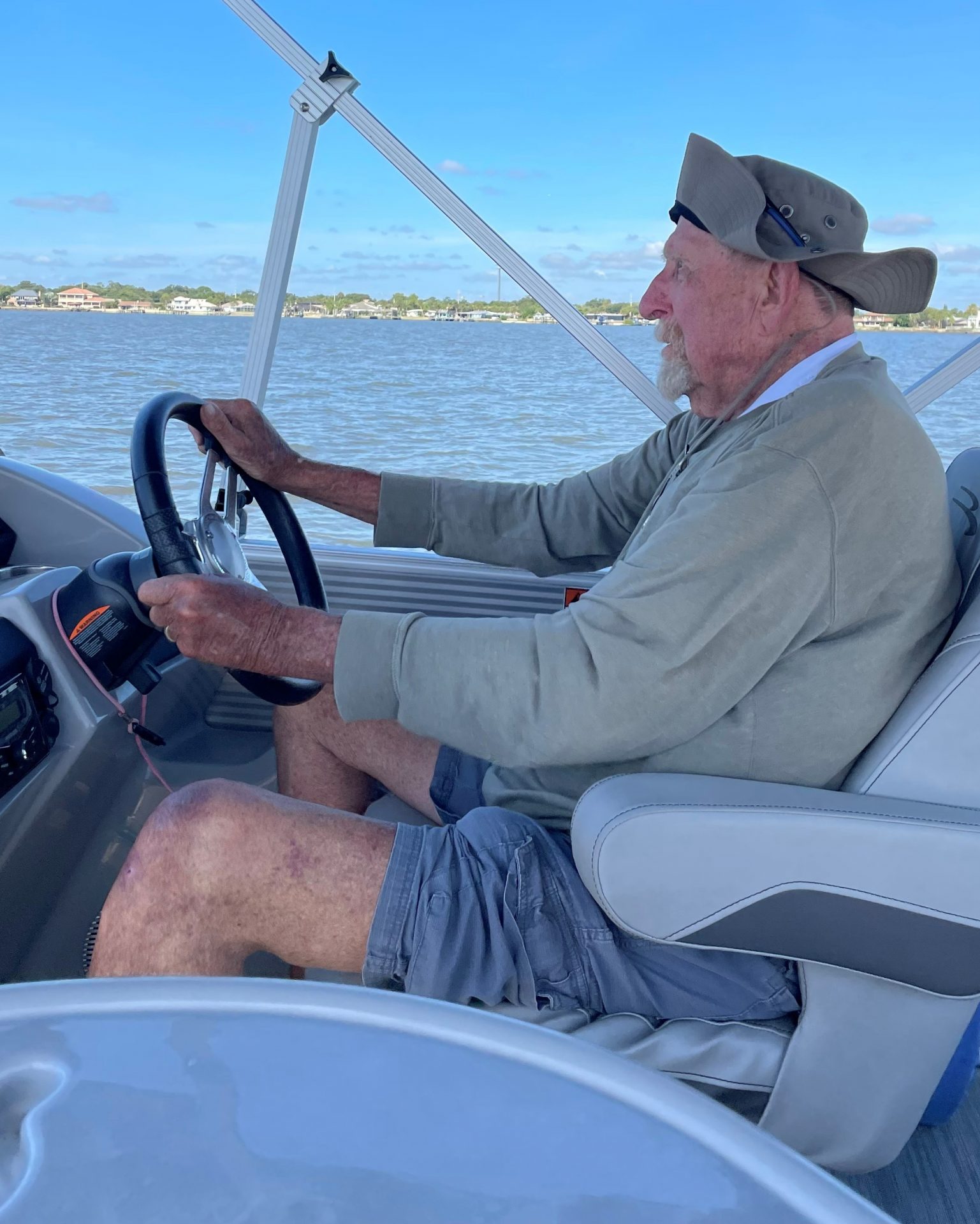 Dad driving the boat