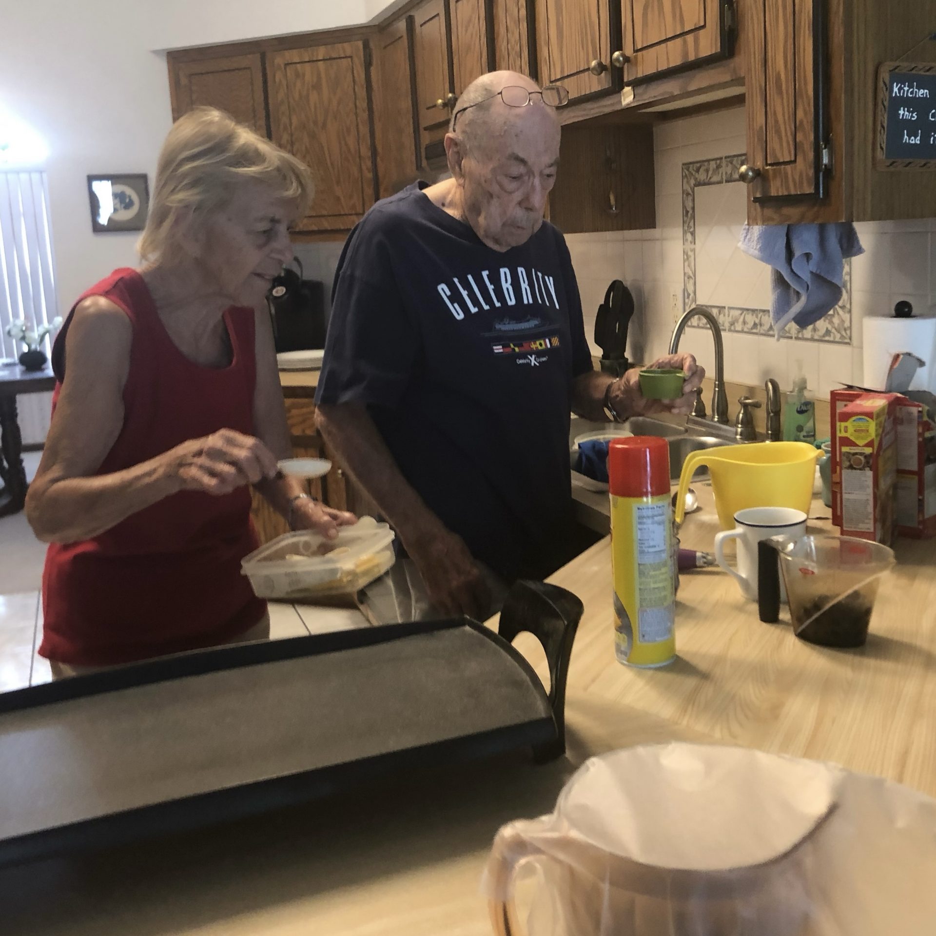 Making blueberry pancakes for the girls. June 27, 2021