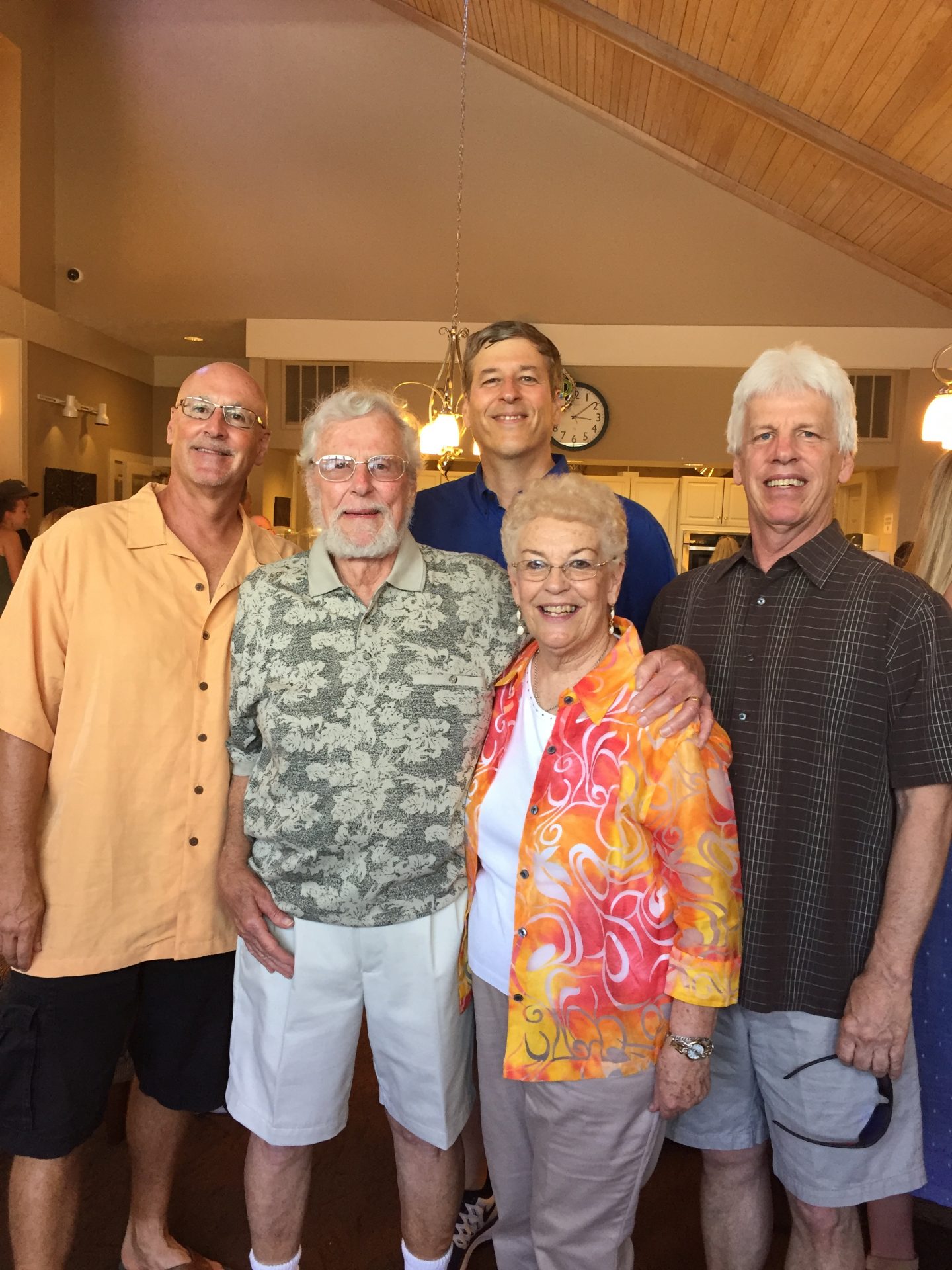 Jerry, Pat, Tom, Gary and Jim 2018 at Jessica's high school graduation party.<br />
This captures so much joy!