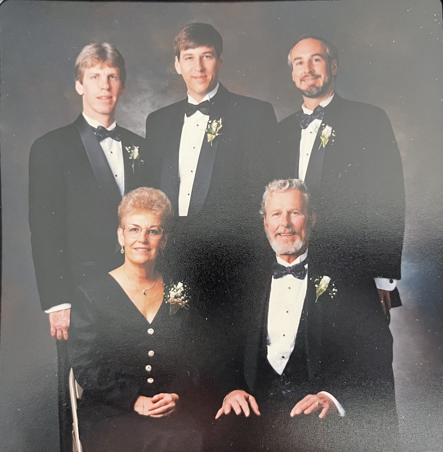 Jerry, Pat, Tom, Gary and Jim 1993.<br />
Such a fabulous photo of you all at Jim's Wedding