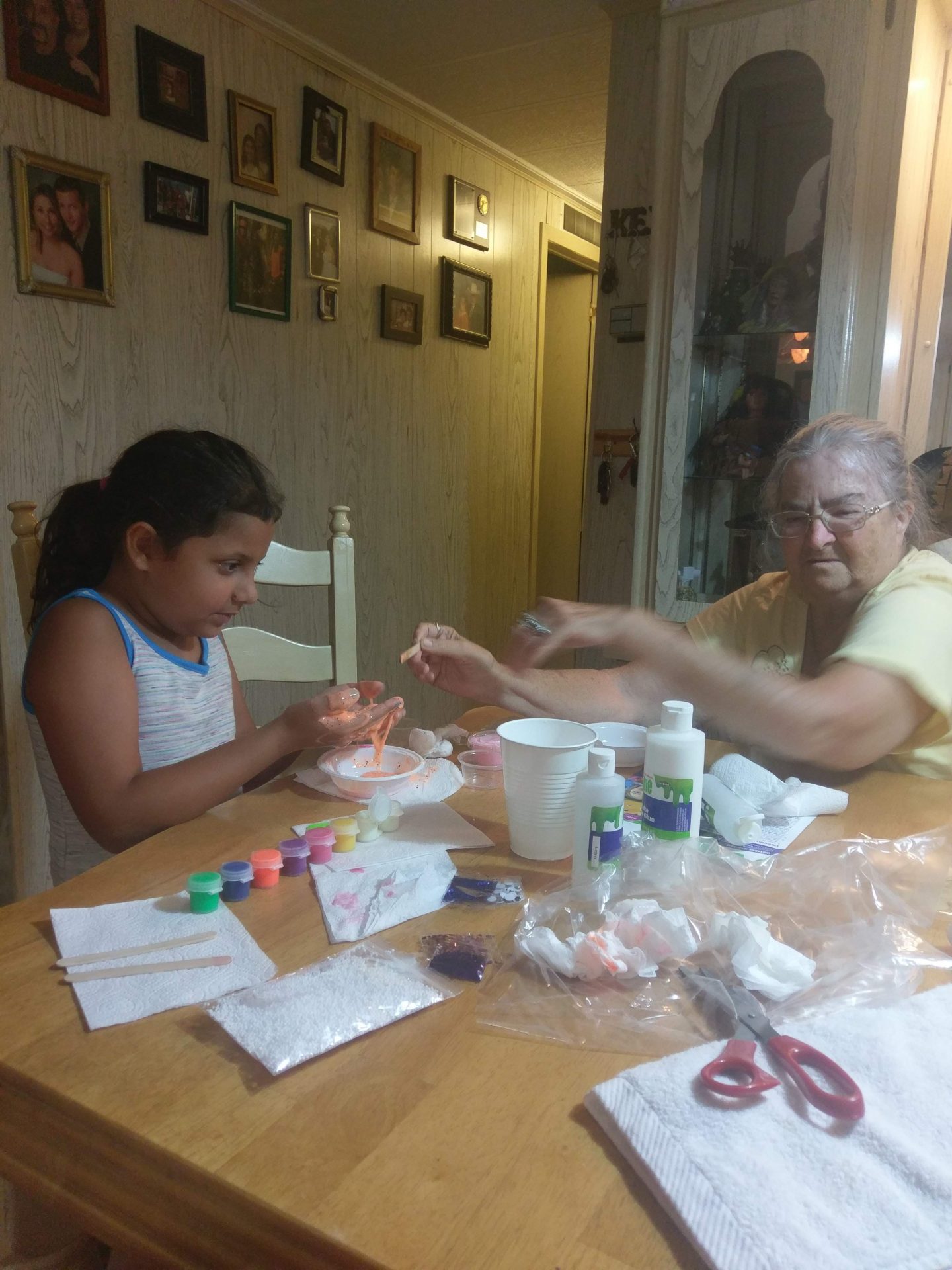 Mom and Addison making slime