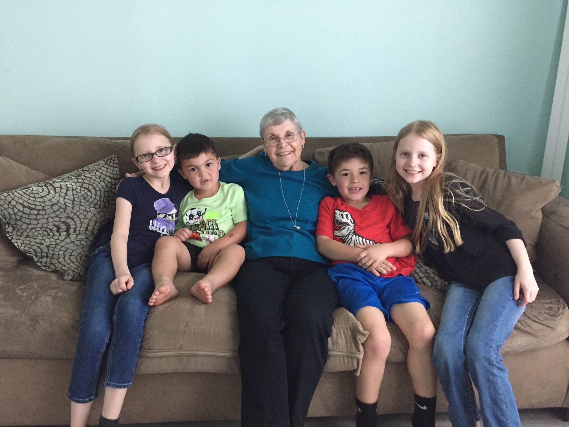 Judy with her grandkids