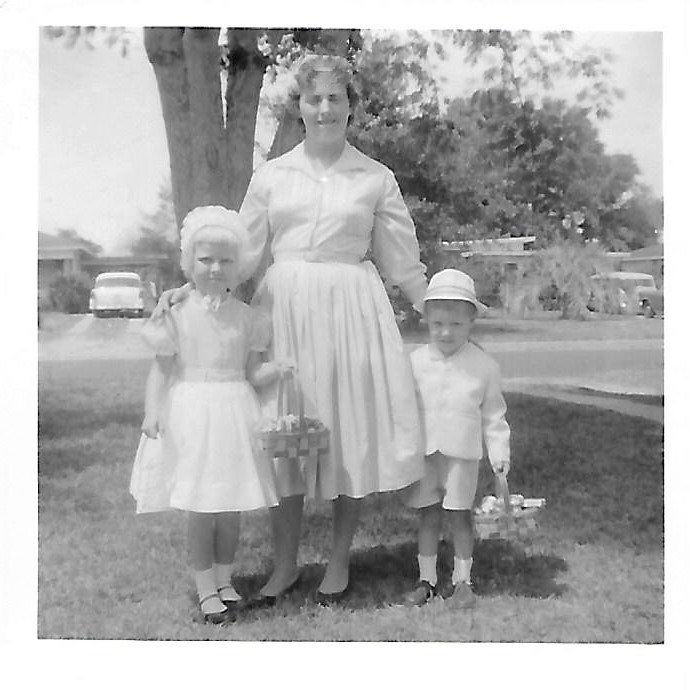 Glenda with young Debra McKay and Michael McKay about the age I started to baby sit for them.