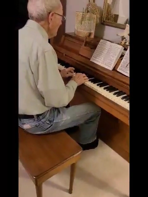 Daddy singing and playing piano on video for me 3/2022,,shaped notes!!!